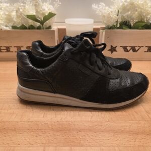 Aetrex Daphne Sneakers Leather/Suede Black Women's Size 7.5